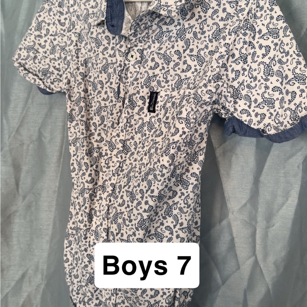 Ben Sherman Boys' White and Blue Paisley Shirt